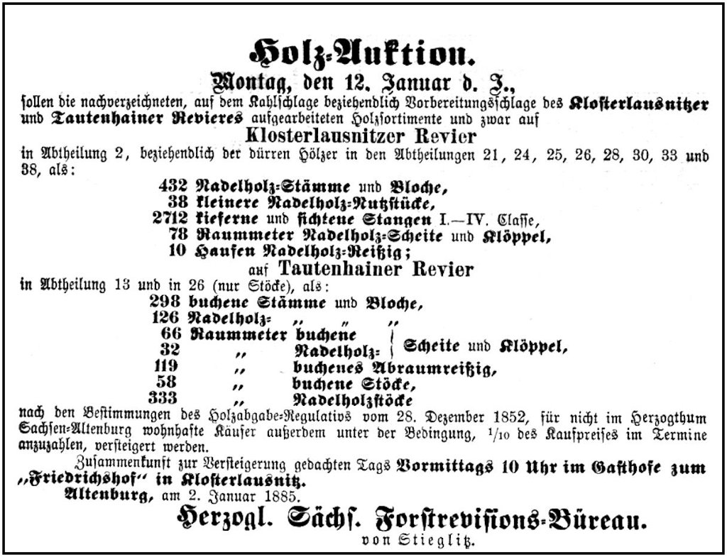 1885-01-05 Kl Holzauktion